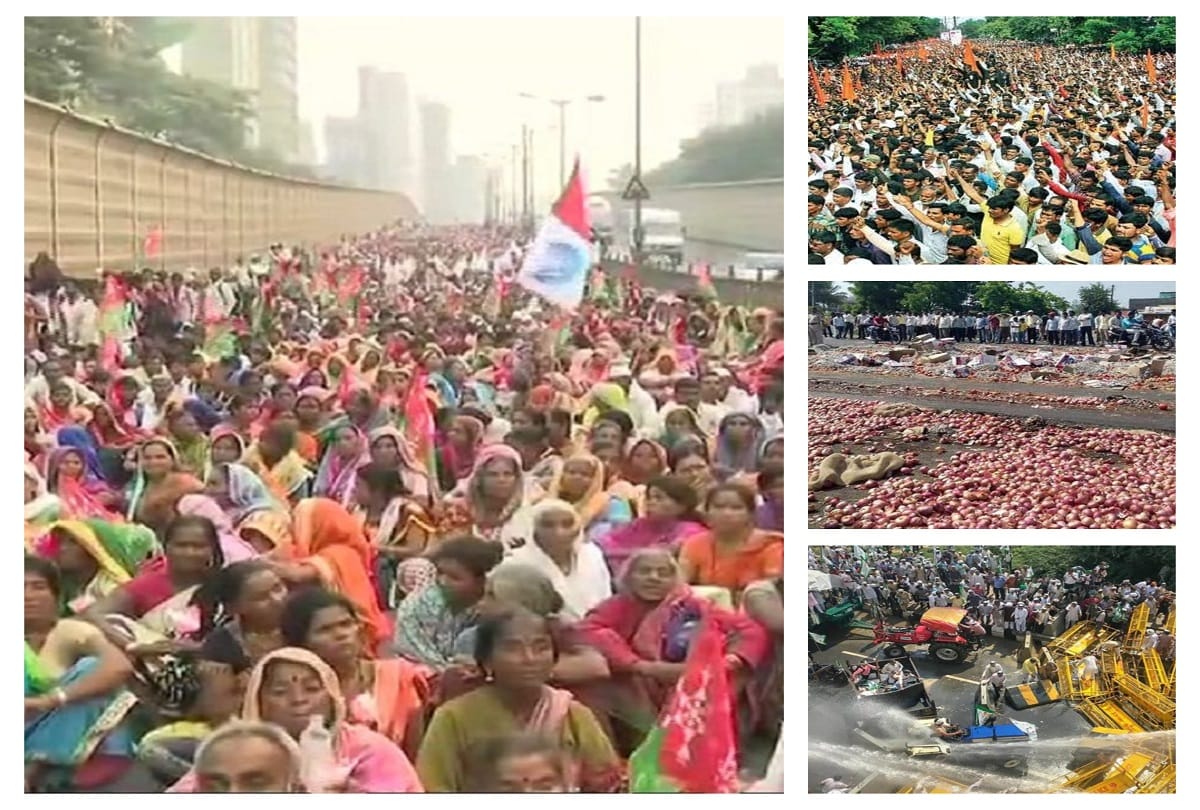 Farmers protests when the farmer came out of the farm to roads