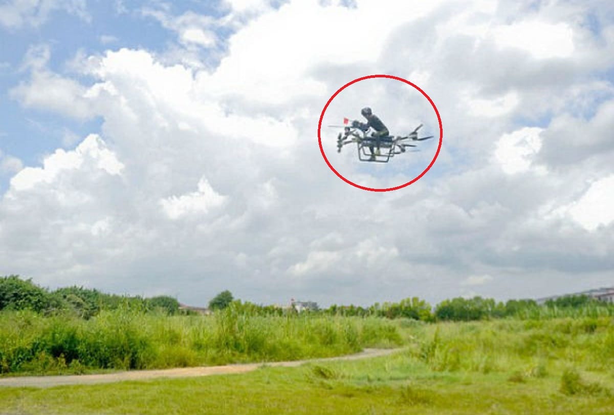 A chinese inventor zhao deli makes worlds first flying scooter