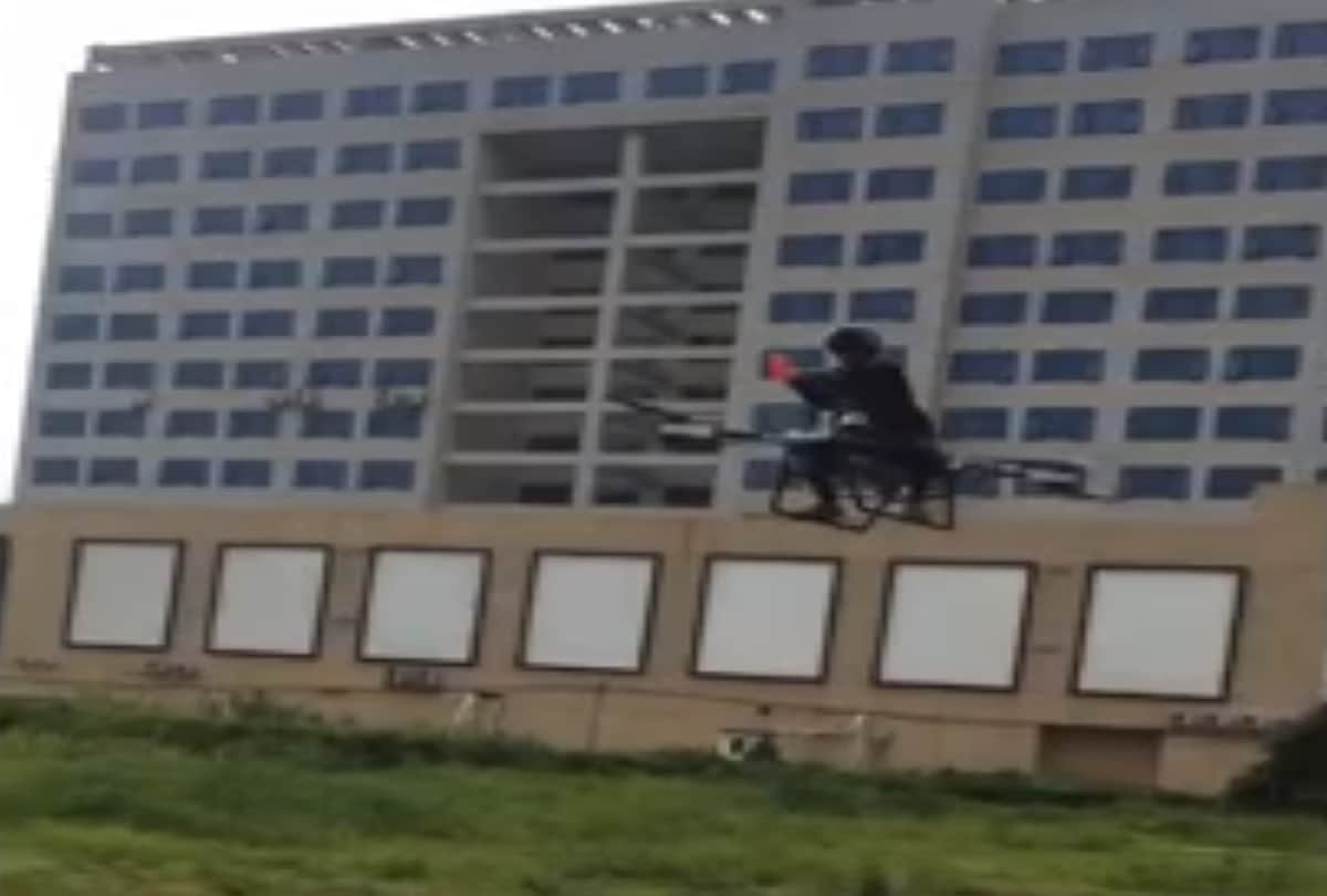 A chinese inventor zhao deli makes worlds first flying scooter