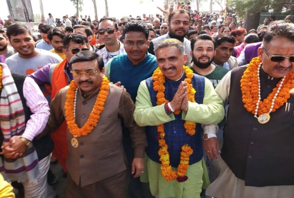 Bjp Victory rally For dehradun new Mayor sunil uniyal gama after nikay chunav 2018