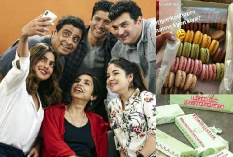 priyanka chopra distribute sweets at the set of the sky is pink