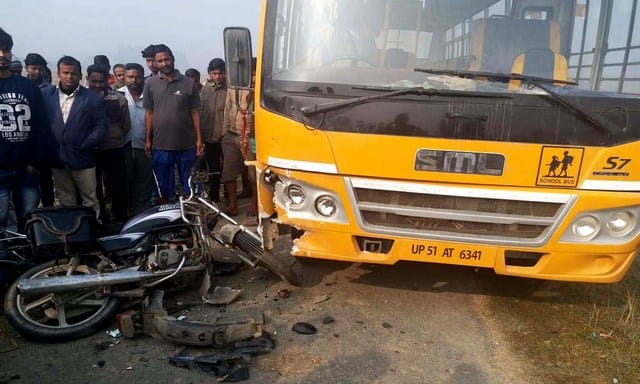 Death of bike rider by school bus grip