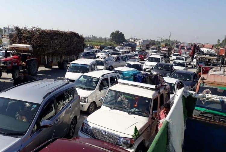 saharanpur ambala highway jam due to farmers protest