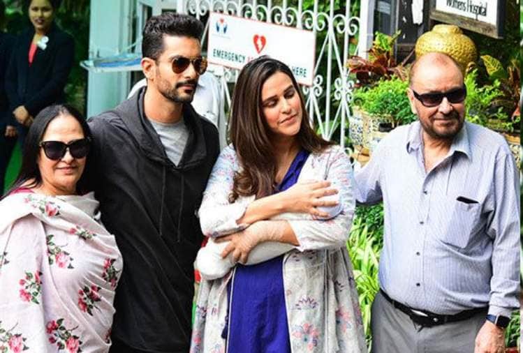 neha dhupia discharge from hospital and angad bedi received her