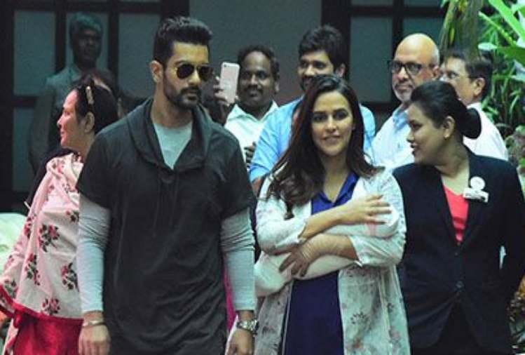 neha dhupia discharge from hospital and angad bedi received her
