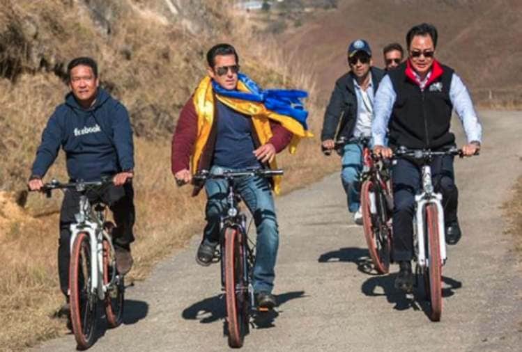 salman khan bicycle ride with kiren rijiju and pema-khandu