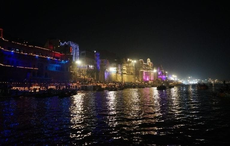 Traffic jam in ganga on dev deepawali at varanasi