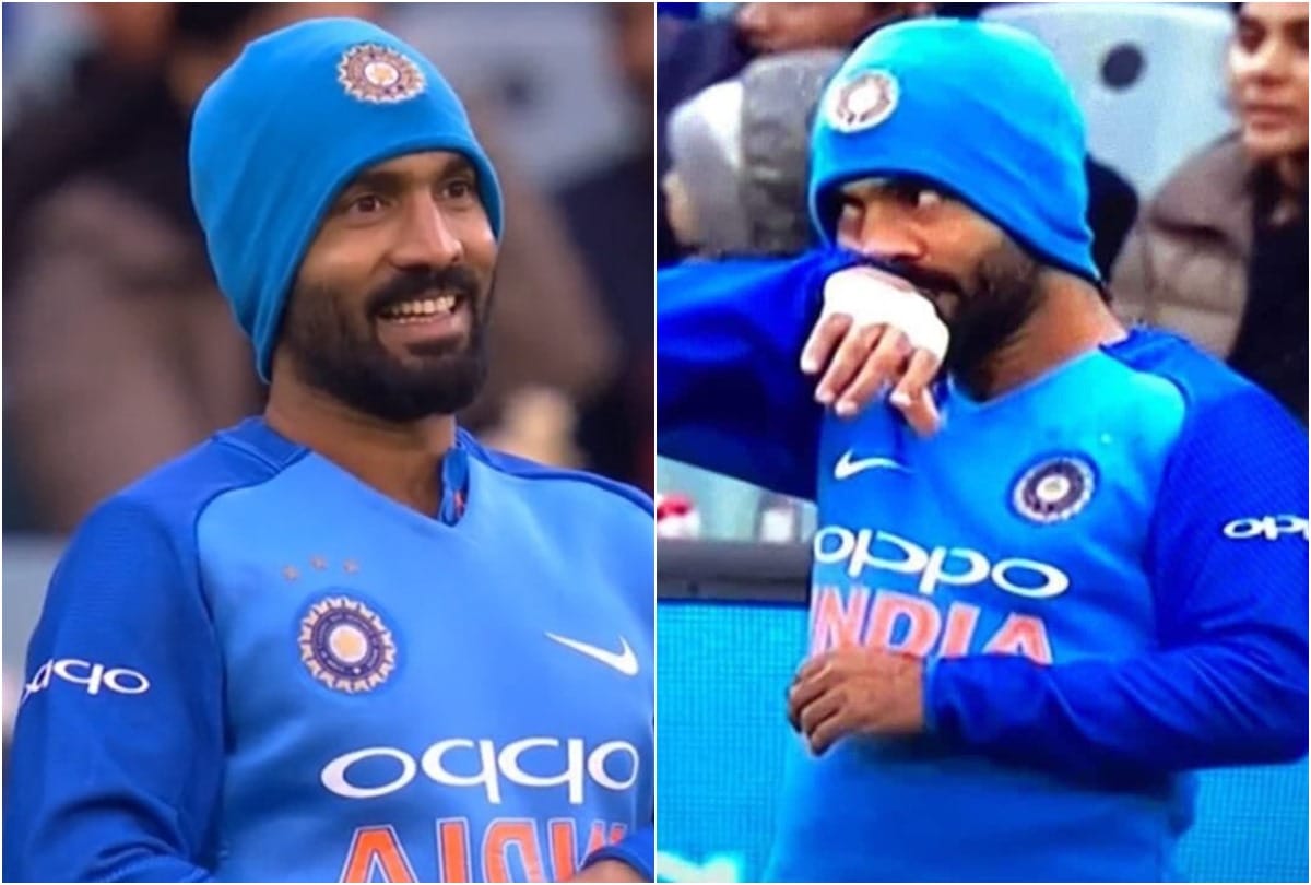 INDIA VS AUSTRALIA: Dinesh Karthik wears beanie during Melbourne t 20, VIDEO