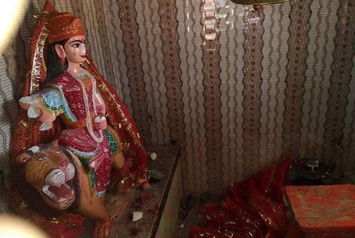 God statue broken in temple at jaunpur