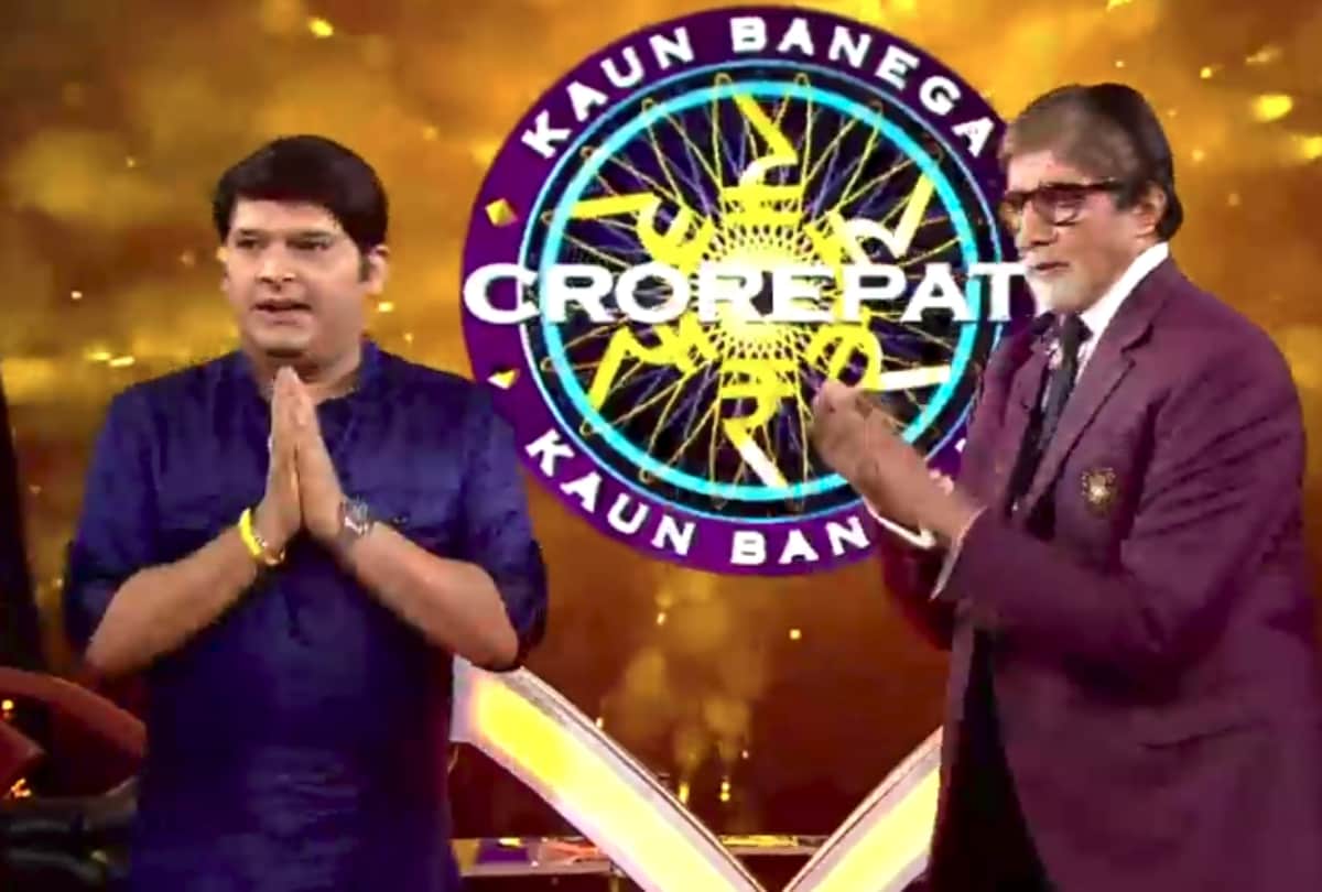 kapil sharma and ravi kalra on the set of amitabh bachchan show kaun banega crorepati
