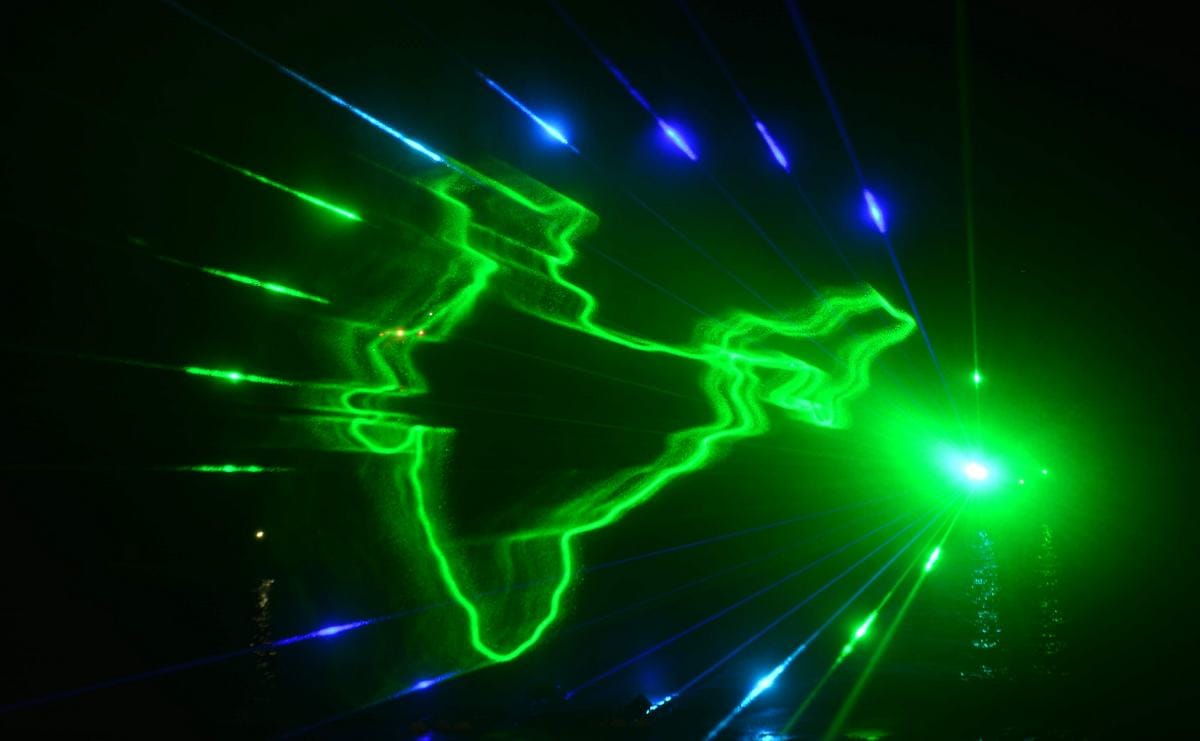 Laser show program on ganga river in varanasi