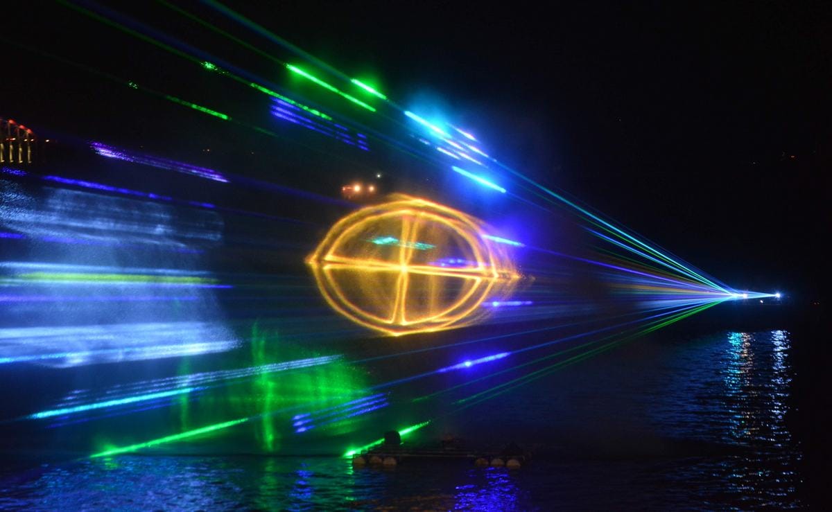 Laser show program on ganga river in varanasi