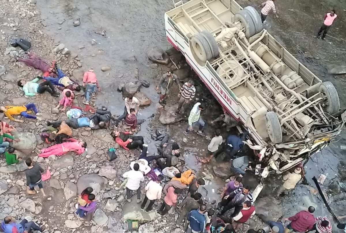 Bus Accident at Jalal Khad bridge Renuka Sirmour Himachal Pradesh