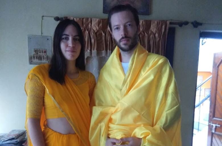 French couple their change name in varanasi