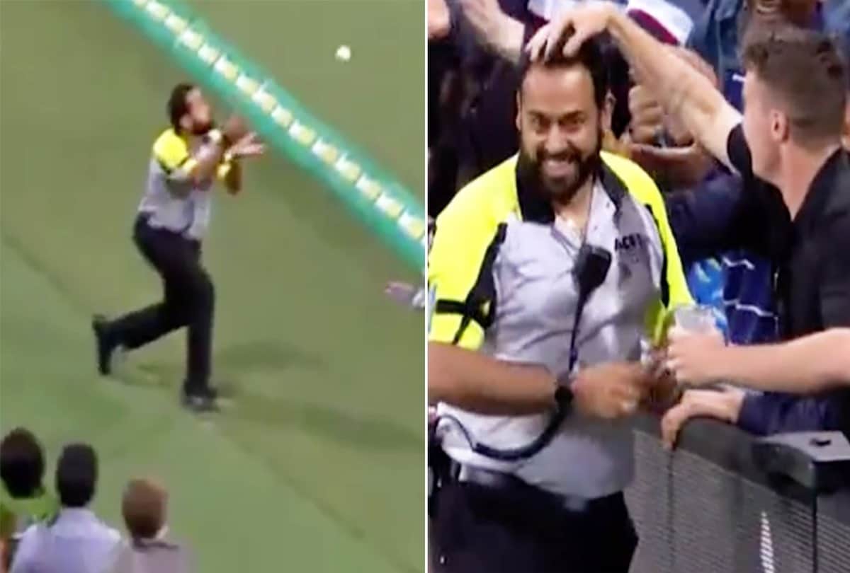 India vs Australia: Security guard catches Virat Kohli six, gets applauded by fans, Video viral