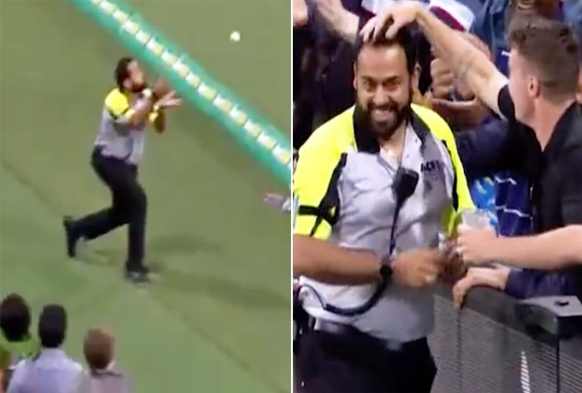 India vs Australia: Security guard catches Virat Kohli six, gets applauded by fans, Video viral