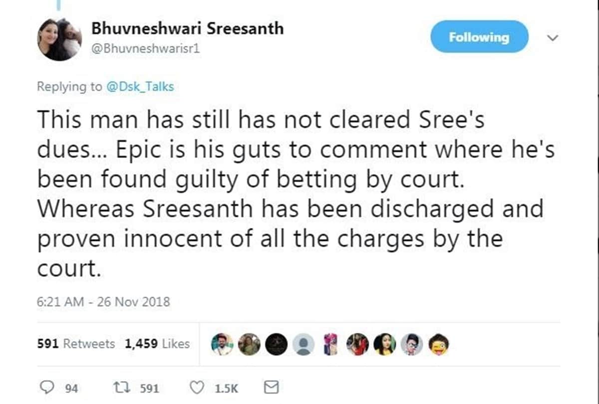 Sreesanth wife lashes out at Raj Kundra for making fun of his emotional outburst