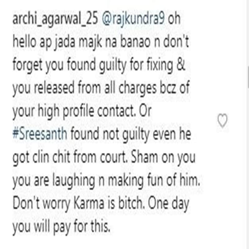 Sreesanth wife lashes out at Raj Kundra for making fun of his emotional outburst