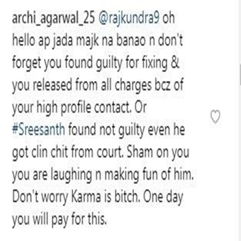 Sreesanth wife lashes out at Raj Kundra for making fun of his emotional outburst