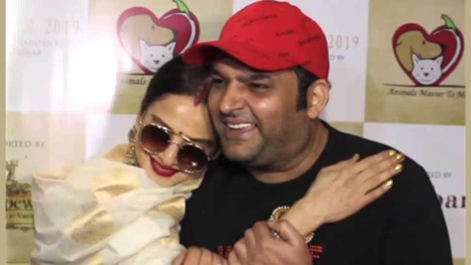 kapil sharma gets hug and best wishes for marriage from rekha