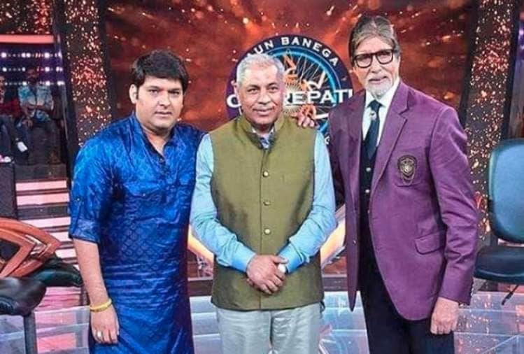 kapil sharma and ravi kalra on the set of amitabh bachchan show kaun banega crorepati