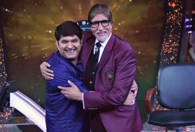 kapil sharma and ravi kalra on the set of amitabh bachchan show kaun banega crorepati