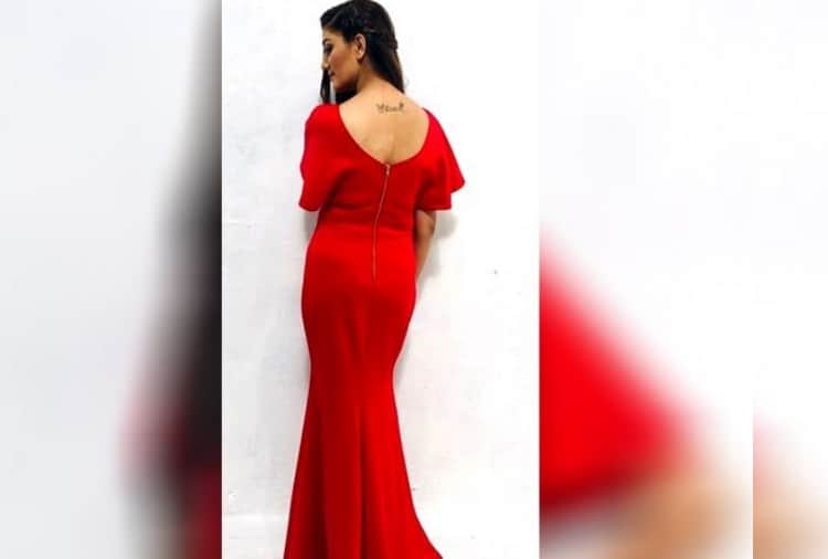 Chandigarh, Sapna Choudhary Photoshoot in Red Color Dress with Tatoo