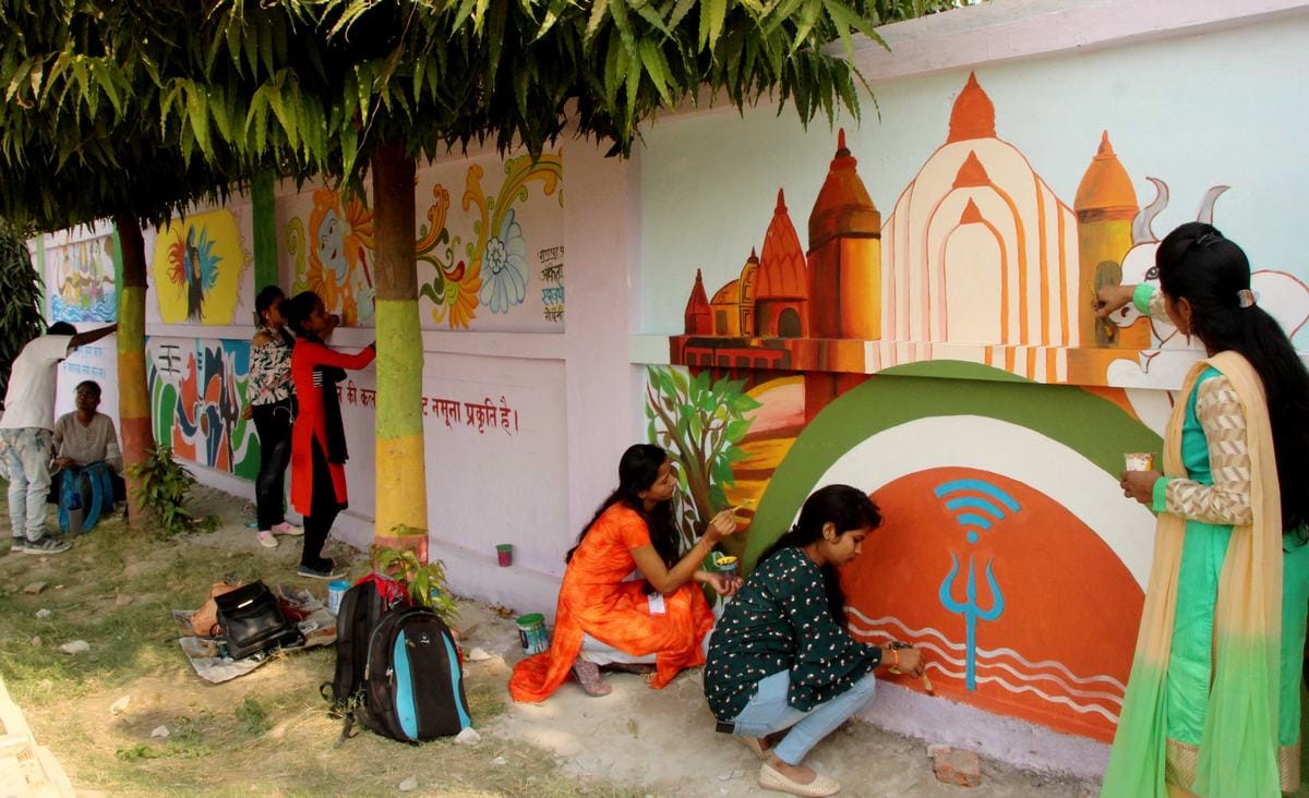 Student gave message by wall painting to protect environment