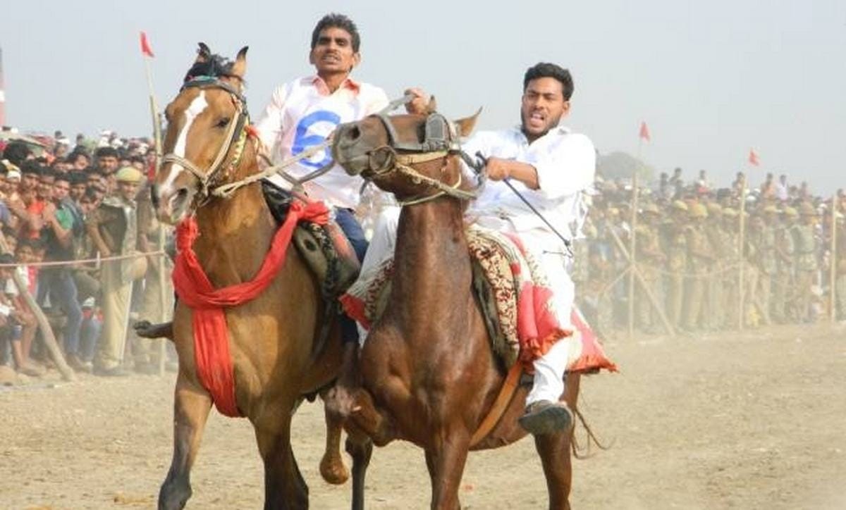Horse riding competition in dadri fair at ballia