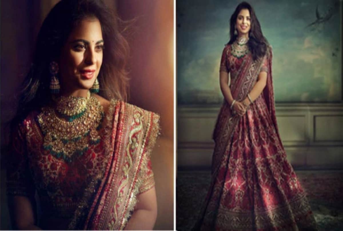 Isha ambani looks gorgeous in sabyasachi outfit users reaction