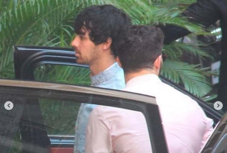 priyanka chopra and nick jonas along with joe jonas and sophie turner in pre wedding puja