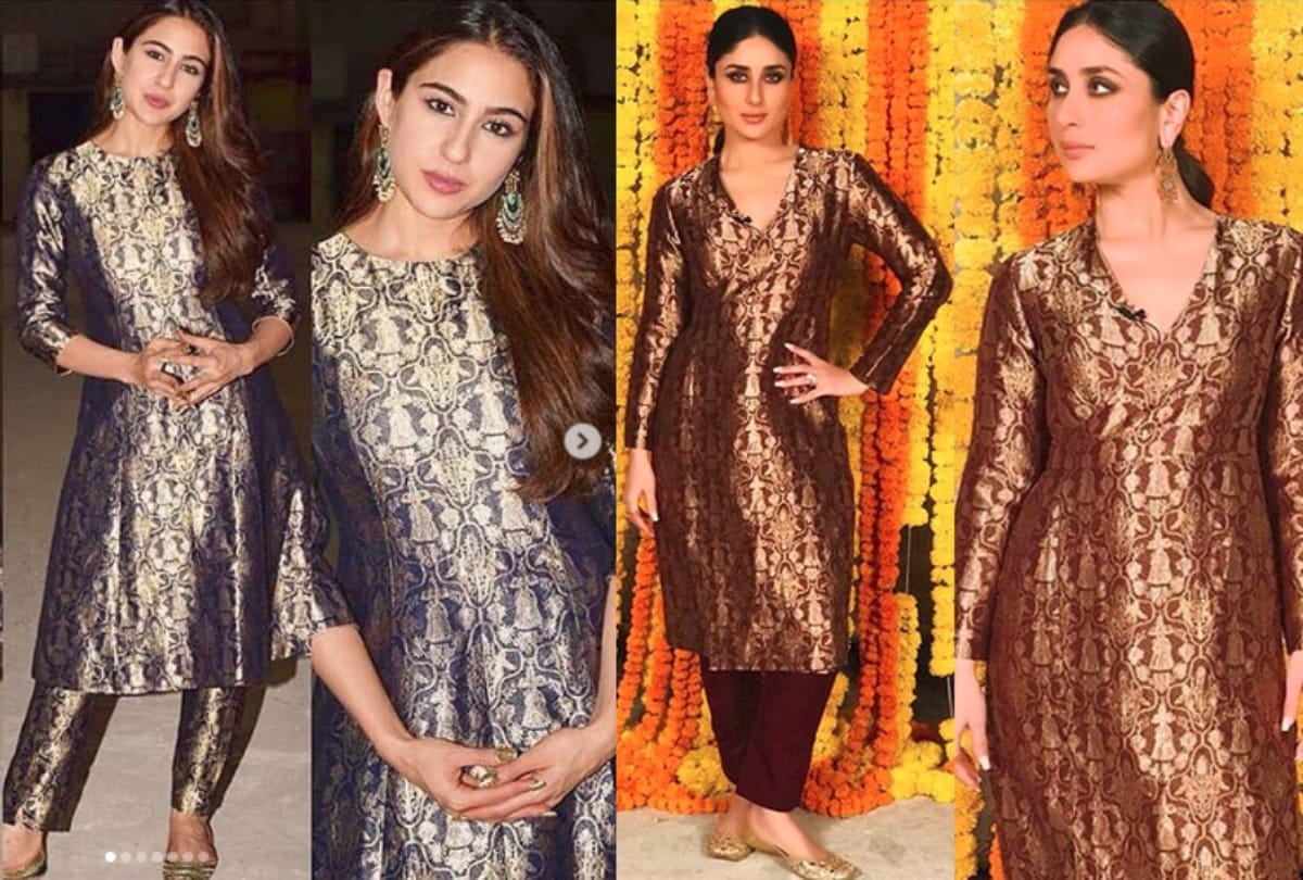 sara ali khan or kareena kapoor who wore this raw mango suit better