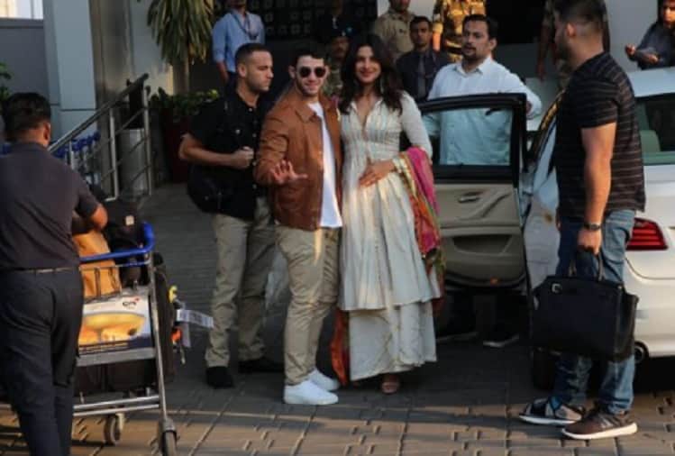 Priyanka Chopra and Nick Jonas spotted at Mumbai airport before leaving for Jodhpur for wedding