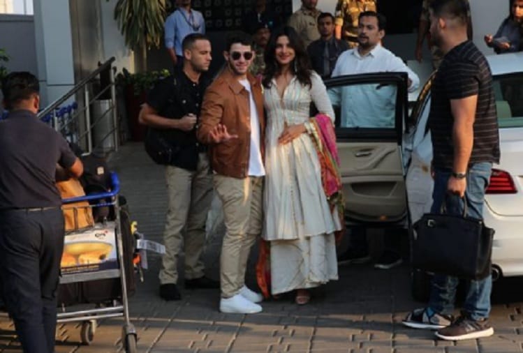 Priyanka Chopra and Nick Jonas spotted at Mumbai airport before leaving for Jodhpur for wedding