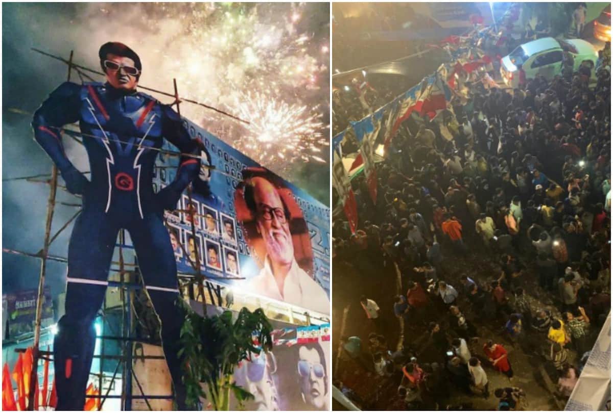 Rajinikanth fans celebrated 2.0 film release as a special day pause the film only for grand entry