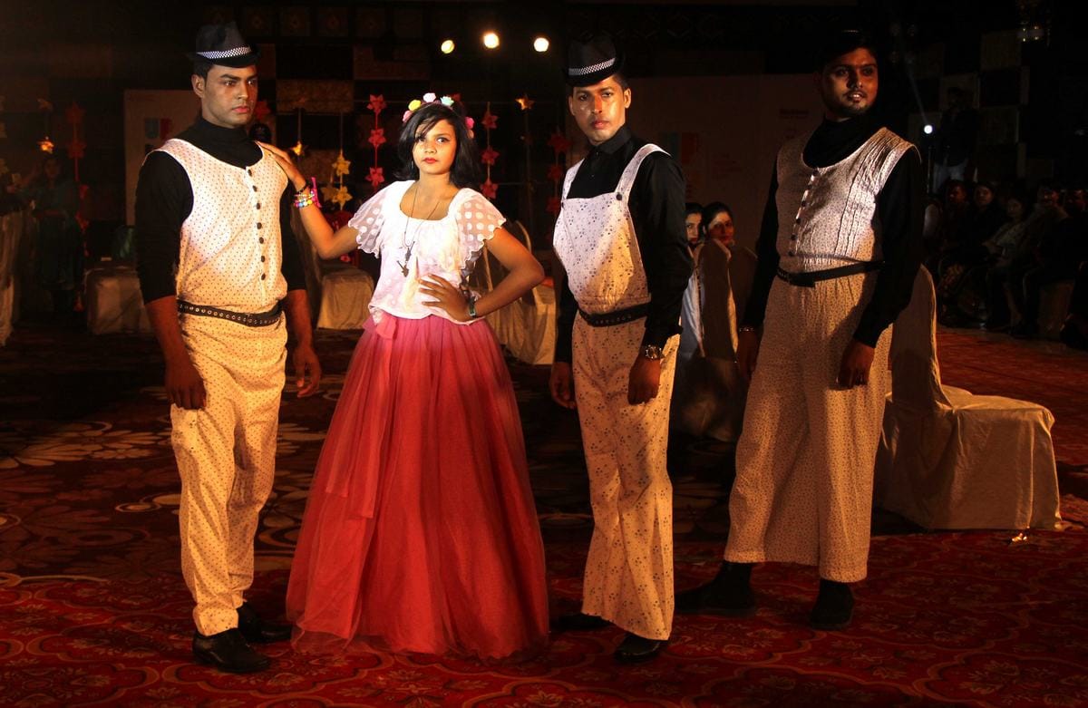 Models walk on ramp in fashion show at varanasi