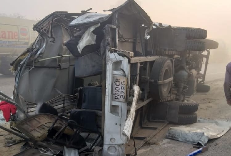 road accident in khanna of punjab due to fog