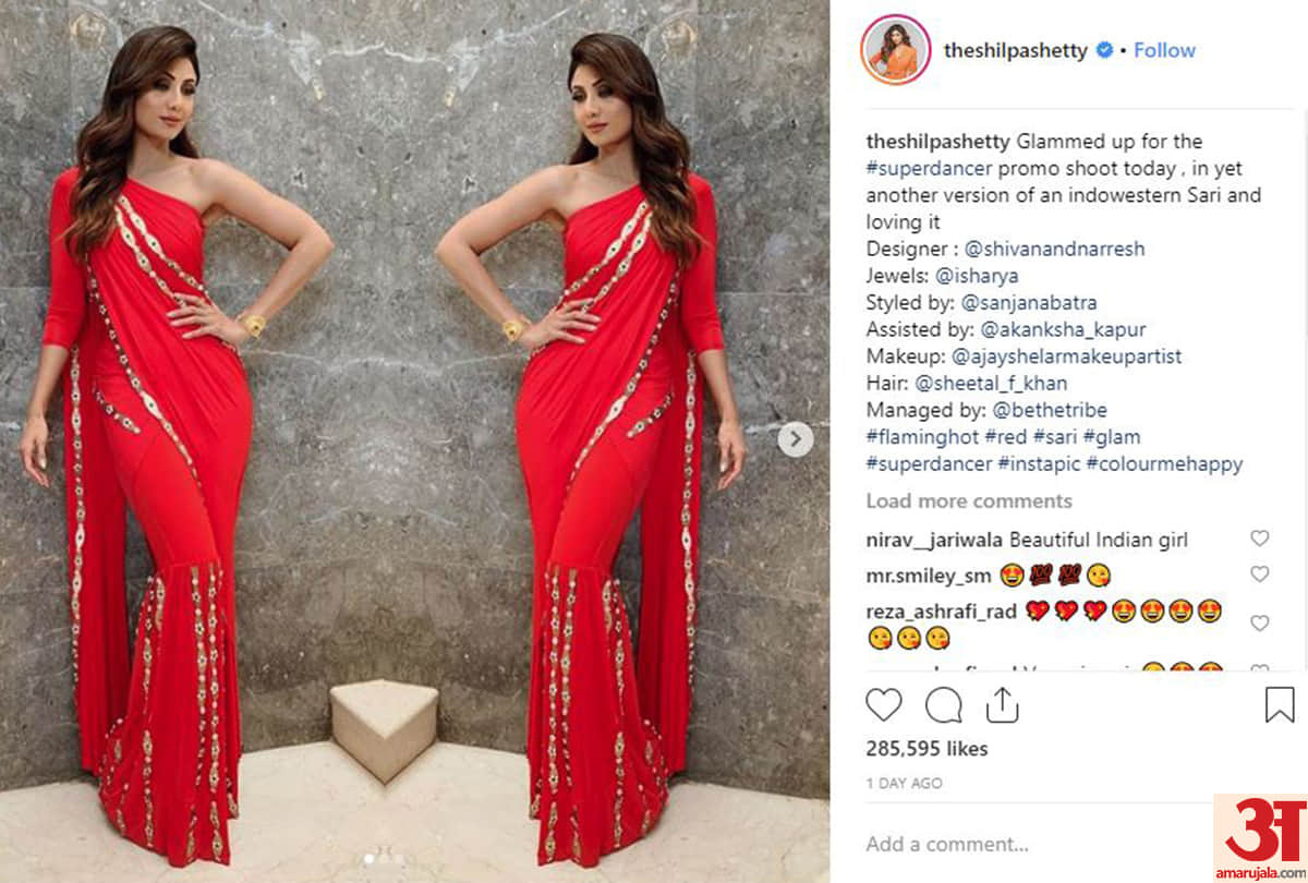 Shilpa Shetty wore a Red Sari, the users said, Why are so beautiful