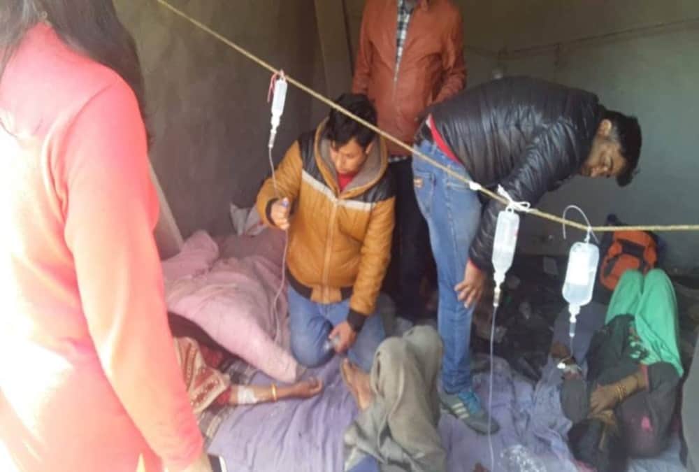 Food Poisoning Affect patient Treatment on floor in village bageshwar