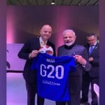 fifa president Gianni Infantino gifted fifa specialty football jersey to PM Modi