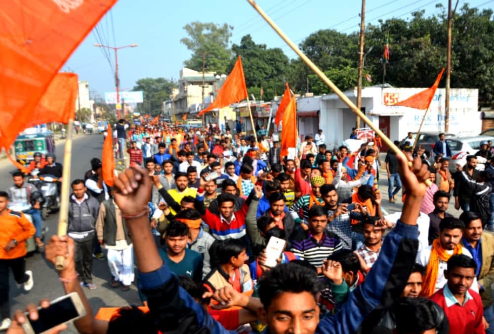 Saints Announcement for Ram mandir Nirman in vhp and bajrang dal shankhnad sabha 