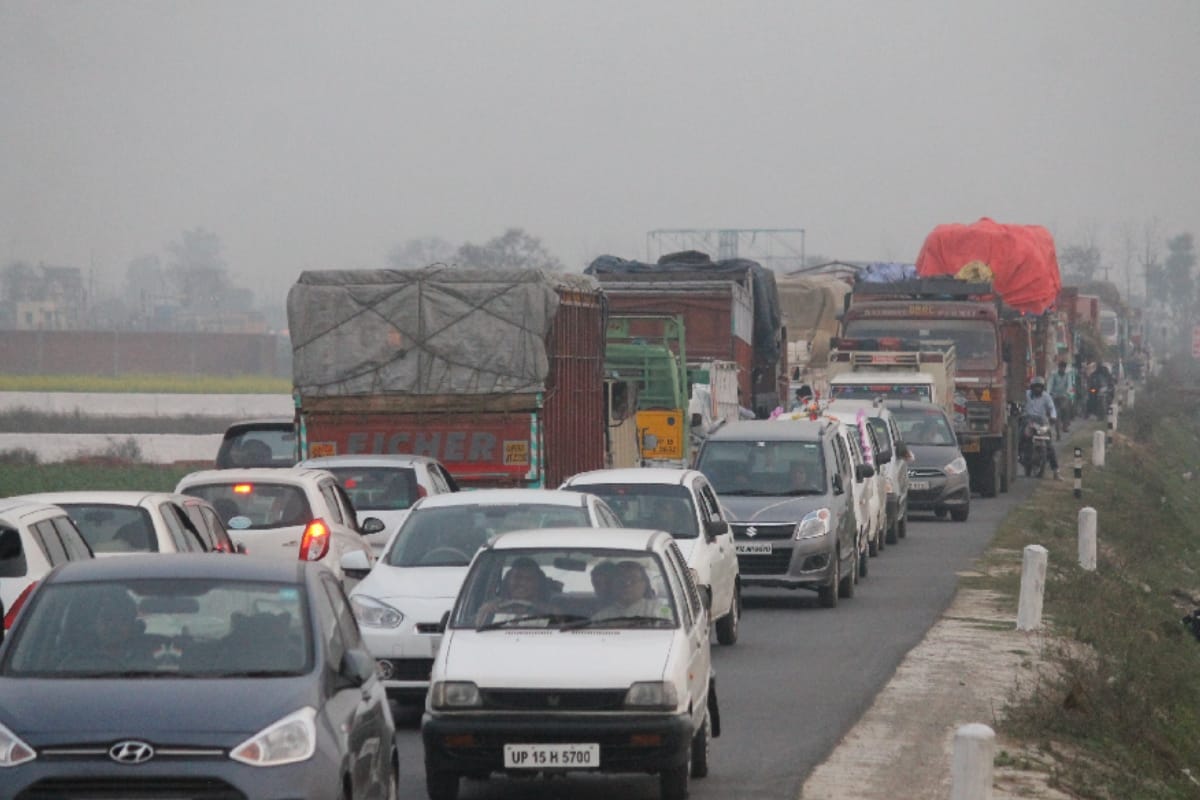 Vehicles on the bijli bamba bypass in Meerut will not run on March four