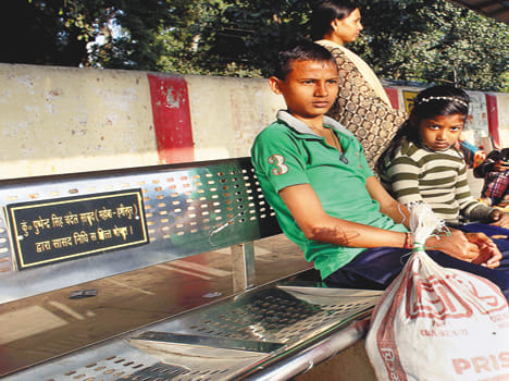 Written on the benches, the name of the MP, Railway was deleted