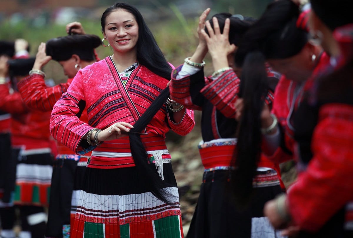 China Red Yao Hill Tribe Long Hair Care Secret Chinese Red Yao Tribe Village