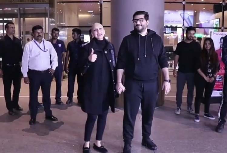 sonali bendre returns back in india after cancer treatment spotted with goldie behl