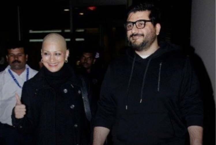 sonali bendre returns back in india after cancer treatment spotted with goldie behl