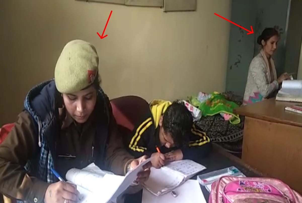 up police two women constable doing job with their babies in police station greater noida