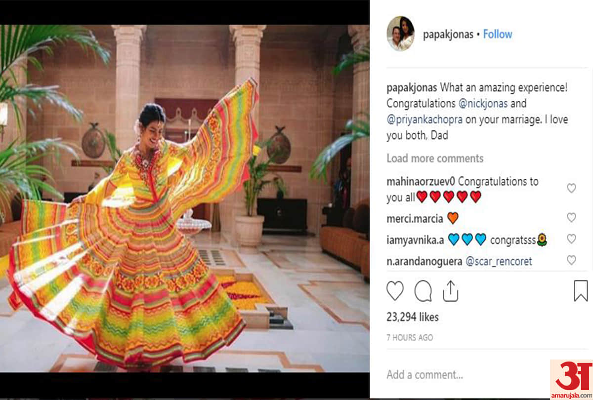 Priyanka Chopra's father-in-law shared photo of nick and priyanka on instagram