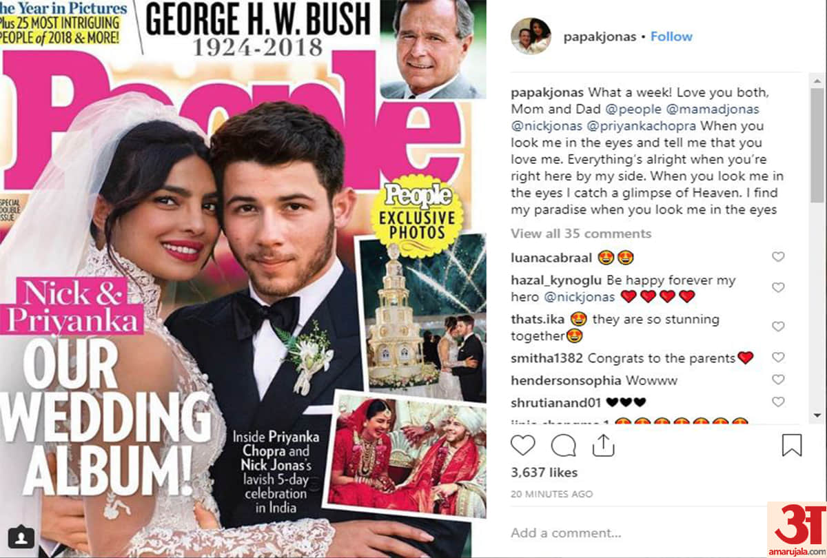 Priyanka Chopra's father-in-law shared photo of nick and priyanka on instagram
