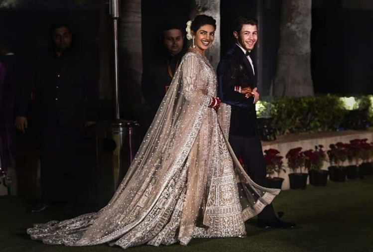Priyanka Chopra wedding gown photos These significant words and phrases  were embroidered on Priyanka Chopras wedding gown   Times of India